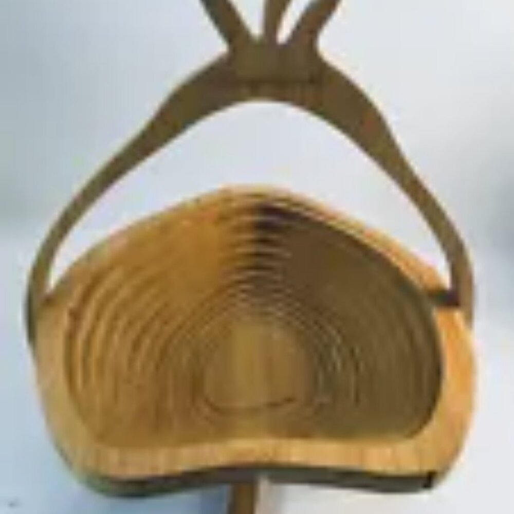 Harry & David Expand-Collapsable Wood Pear Shape Fruit Bowl Trinket Basket New